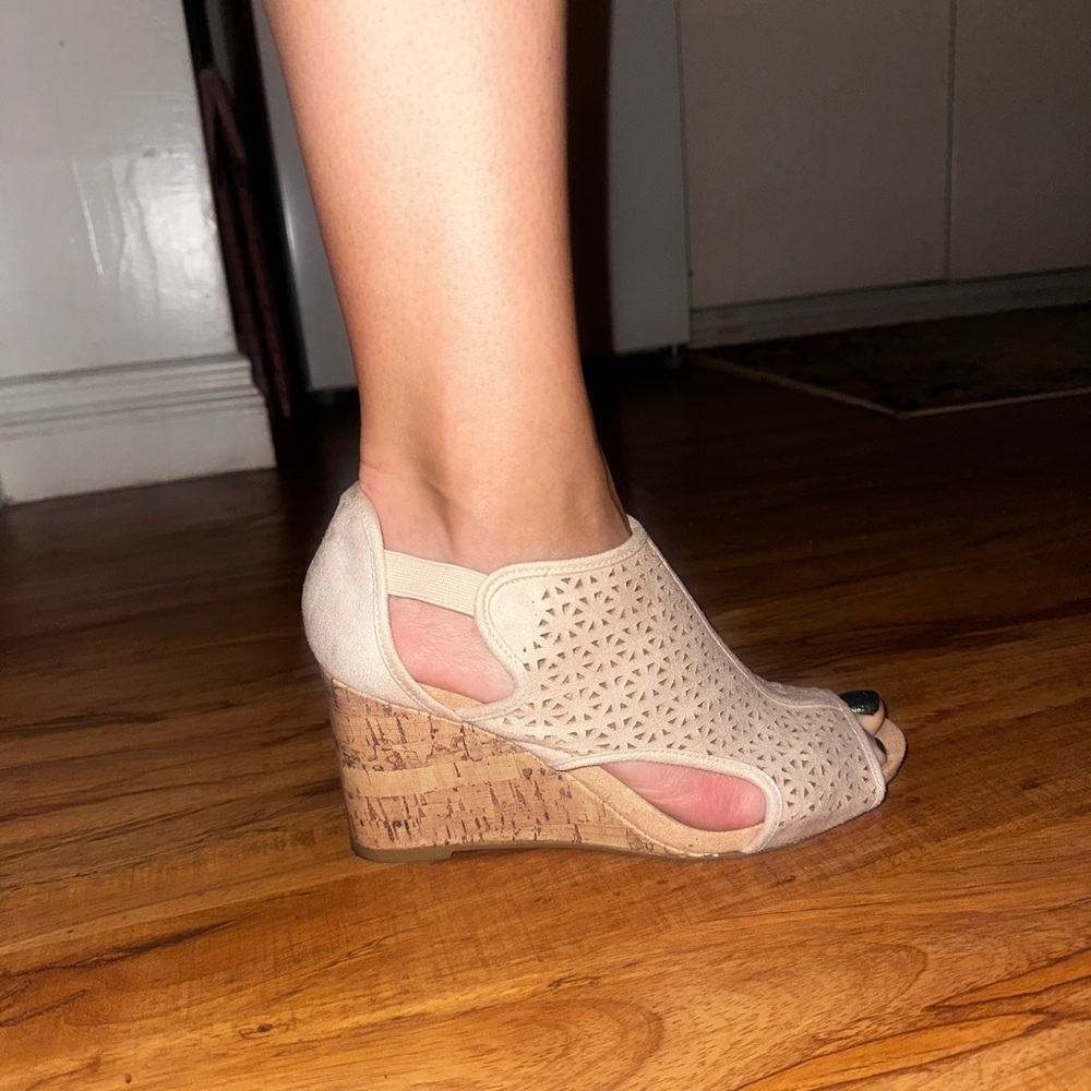 Women's Beige Wedge Sandals